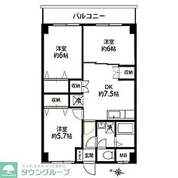 ルミエール新川崎 3DKの間取図画像