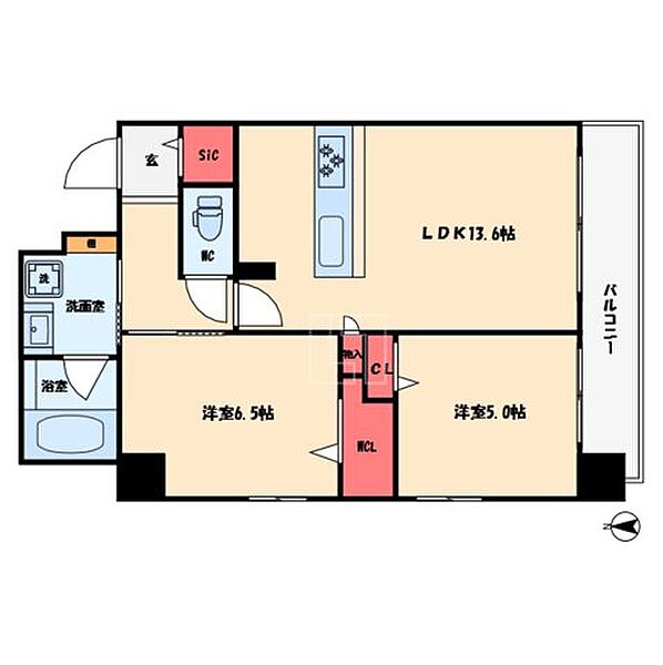 クレストコート同心 ｜大阪府大阪市北区同心2丁目(賃貸マンション2LDK・6階・59.02㎡)の写真 その2