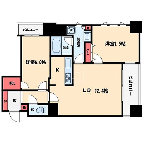 アルグラッド ザ・タワー心斎橋 ｜大阪府大阪市中央区東心斎橋1丁目(賃貸マンション2LDK・25階・65.96㎡)の写真 その2