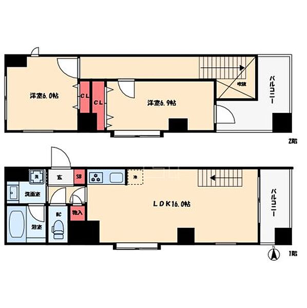 ブランメゾン船場 ｜大阪府大阪市中央区博労町1丁目(賃貸マンション2LDK・11階・73.13㎡)の写真 その2