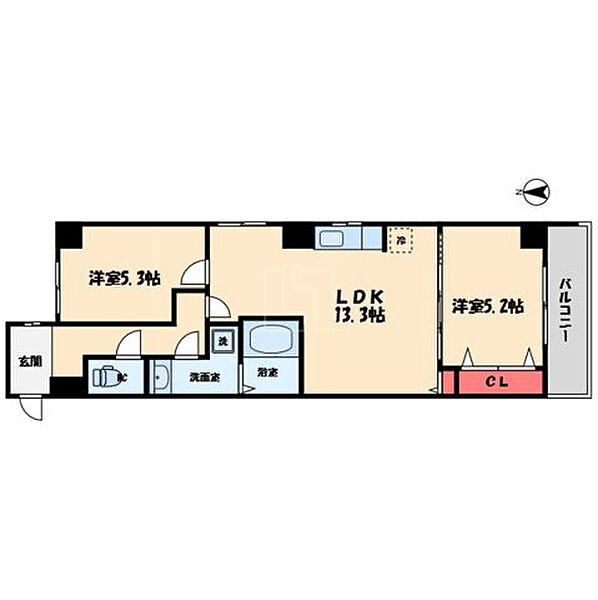 松屋レジデンス ｜大阪府大阪市西区西本町3丁目(賃貸マンション2LDK・2階・60.35㎡)の写真 その2