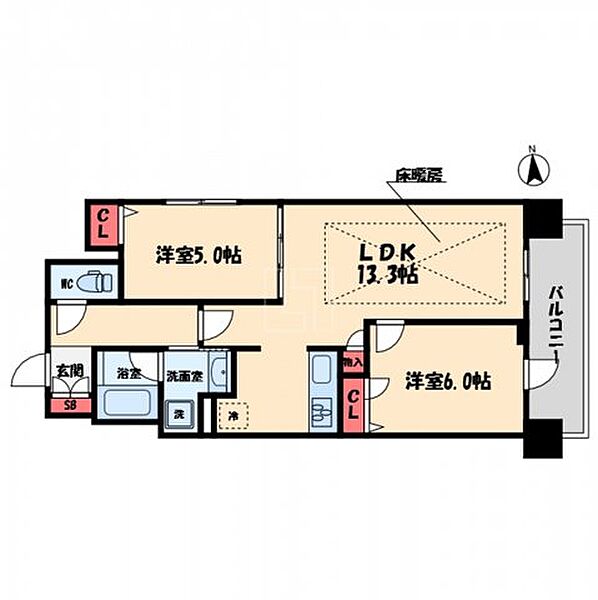 IBC Residence East ｜大阪府大阪市中央区北久宝寺町4丁目(賃貸マンション2LDK・4階・57.47㎡)の写真 その2