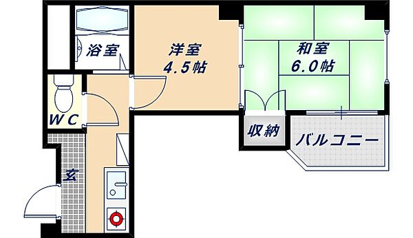 エンゼルハイツ小阪本町 207｜大阪府東大阪市小阪本町1丁目(賃貸マンション2K・2階・25.00㎡)の写真 その2