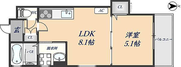 クリエオーレ吉田 203｜大阪府東大阪市吉田5丁目(賃貸アパート1LDK・2階・31.49㎡)の写真 その2