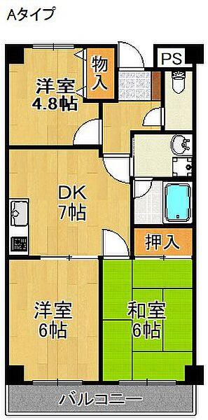 セトル21 ｜大阪府岸和田市西之内町(賃貸マンション3DK・3階・52.92㎡)の写真 その2