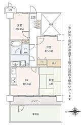 朝日パリオ津田沼 3DKの間取図画像