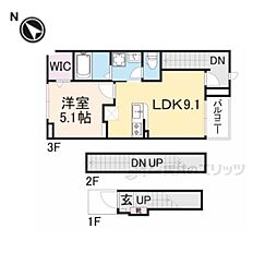 JR福知山線 福知山駅 バス11分 成美高校前下車 徒歩2分の賃貸アパート 2階1LDKの間取り