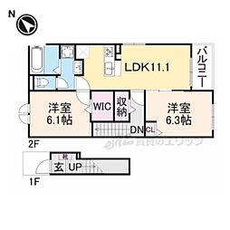 JR山陰本線 園部駅 徒歩25分の賃貸アパート 1階1LDKの間取り