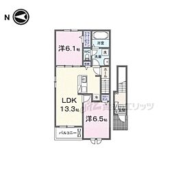 キング・ヒルズII 2階2LDKの間取り
