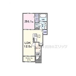 JR播但線 和田山駅 バス14分 朝来医療センター下車 徒歩8分の賃貸アパート 1階1LDKの間取り