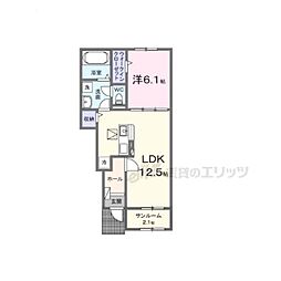 JR播但線 和田山駅 バス14分 朝来医療センター下車 徒歩8分の賃貸アパート 1階1LDKの間取り