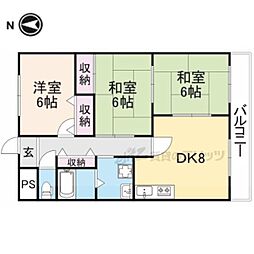 JR山陰本線 石原駅 3.6kmの賃貸アパート 2階3LDKの間取り