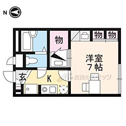 レオパレスクレインコート折原 1Kの間取図画像