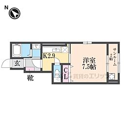 イースト1 1Kの間取図画像