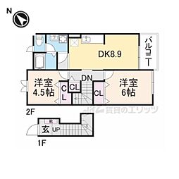 アタゴ・パインヒルズ 2DKの間取図画像