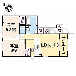 アンファミーユ3 2LDKの間取図画像