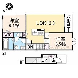 オーガスタ長田 2LDKの間取図画像
