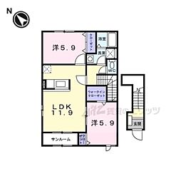 カレント 2LDKの間取図画像