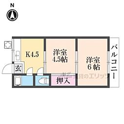 天神コーポ 2Kの間取図画像