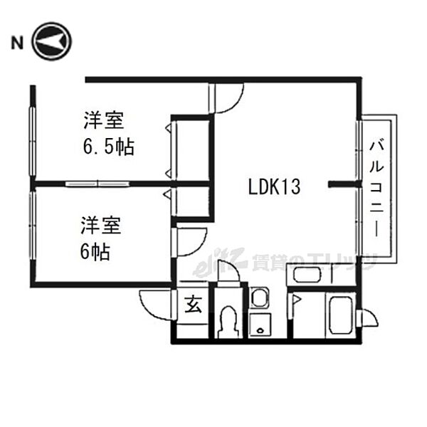 サンビレッジ横田Ａ棟 201｜京都府南丹市園部町横田1号(賃貸アパート2LDK・2階・52.84㎡)の写真 その2