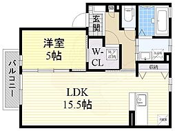 フローラ緑地 1LDKの間取図画像