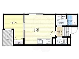 La-Crea曽根 1LDKの間取図画像