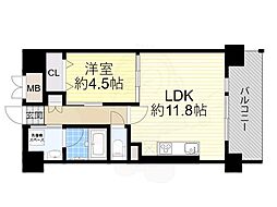 プレメント豊中 1LDKの間取図画像