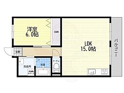 第2マンション寺直 1LDKの間取図画像
