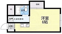 美吉野ハイツ ワンルームの間取図画像