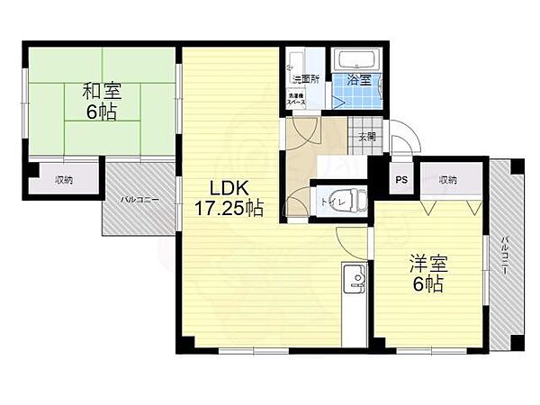 大阪府豊中市長興寺北２丁目(賃貸マンション2LDK・2階・61.52㎡)の写真 その2