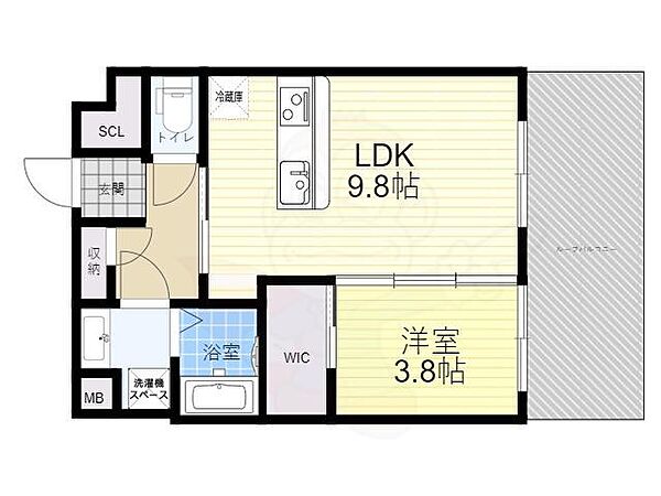 大阪府豊中市服部本町３丁目(賃貸マンション1LDK・6階・38.34㎡)の写真 その2