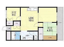利倉西第一住宅 3階2LDKの間取り