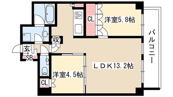 プラウドタワー覚王山 1403｜愛知県名古屋市千種区末盛通１丁目(賃貸マンション2LDK・14階・52.38㎡)の写真 その2