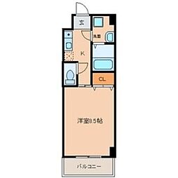 サン笠取 1Kの間取図画像