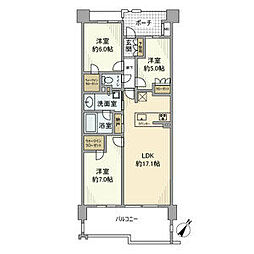 プラウド八事表山ヒルトップ 3LDKの間取図画像