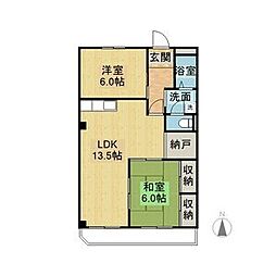 クレール砂田 2LDKの間取図画像