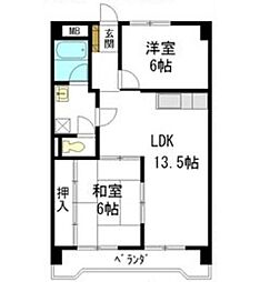 ハイツ白山 2LDKの間取図画像