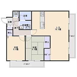 サニーハイツ林 2LDKの間取図画像
