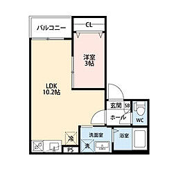 GRANDBLUENAGASUKA1 1LDKの間取図画像