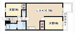 シャンボール近藤 2LDKの間取図画像