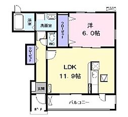 ジェットプレイス 1LDKの間取図画像