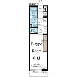 リブリ・GardenQuartz 1Kの間取図画像
