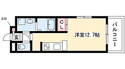 プレディアスタイル白川公園 ワンルームの間取図画像