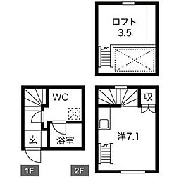 サンクポルト 1Kの間取図画像