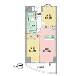 さくらヒルズフジミ 2LDKの間取図画像