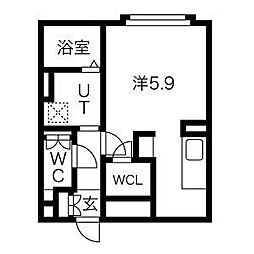 WELLCOURTTENMA ワンルームの間取図画像