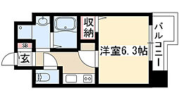 フローライト上前津 1Kの間取図画像