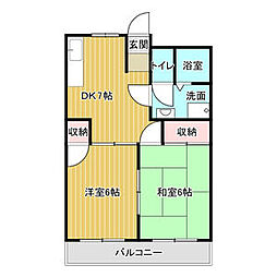 エスポワール辻畑 2DKの間取図画像