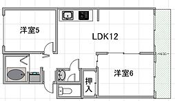 パラシオン城下 2LDKの間取図画像