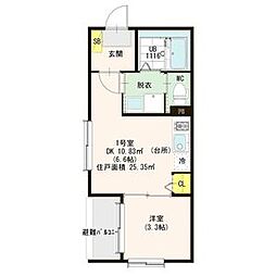 ニトヴァハイツ 1DKの間取図画像